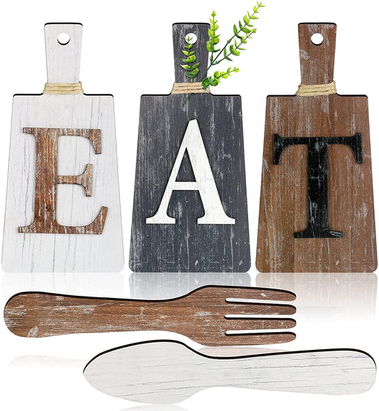 Cutting Board Eat Sign Set Hanging Art Kitchen