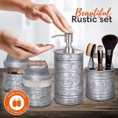 Rustic Bathroom Accessories Set 4 - Galvanized 