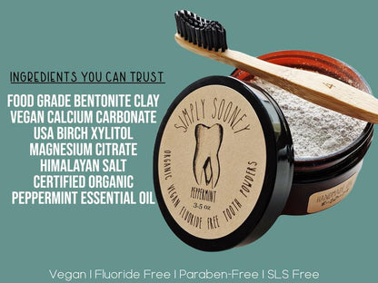 Vegan Mineral Tooth Powder I Organic Ingredients I Fluoride Free I 1.5Oz Brush Oral