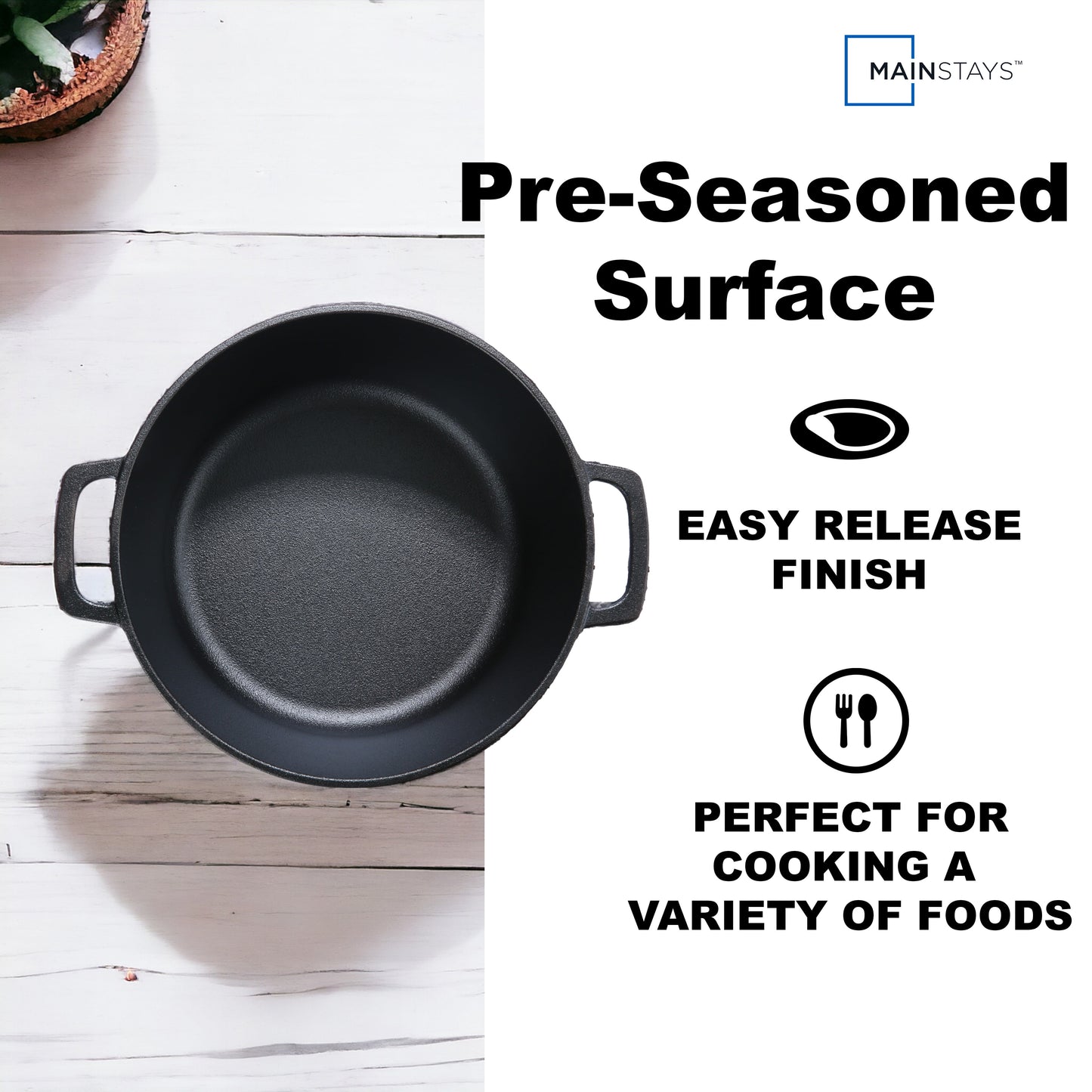 5Qt Cast Iron Pre-Seasoned Dutch Oven Black