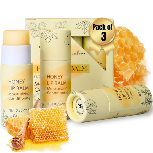 Natural Honey Lip Balm - 100%-Grassfed Beef Tallow Chapstick, Organic Raw Honey & Argan Oil