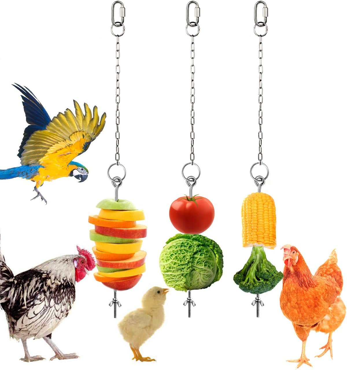 Chicken Veggies Skewer Fruit Food Holder Chicken Toy for Hens