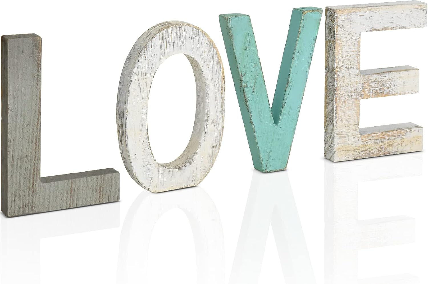 Rustic Wood Love Sign, Decorative Wooden Block Word Signs