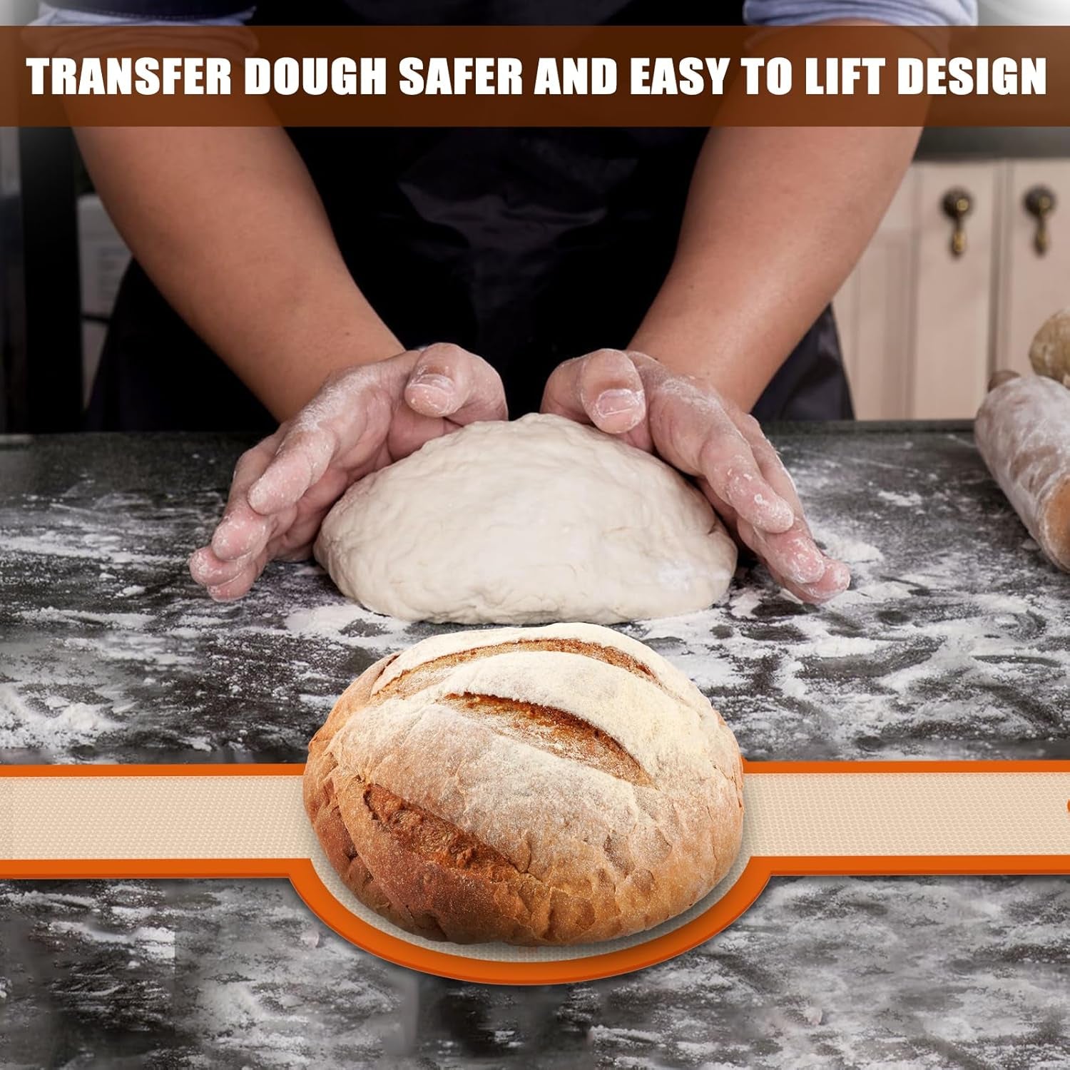 Silicone Bread Sling for Dutch Oven, 2 Pcs Non-Stick & Easy to Clean Bread Baking Mat Set