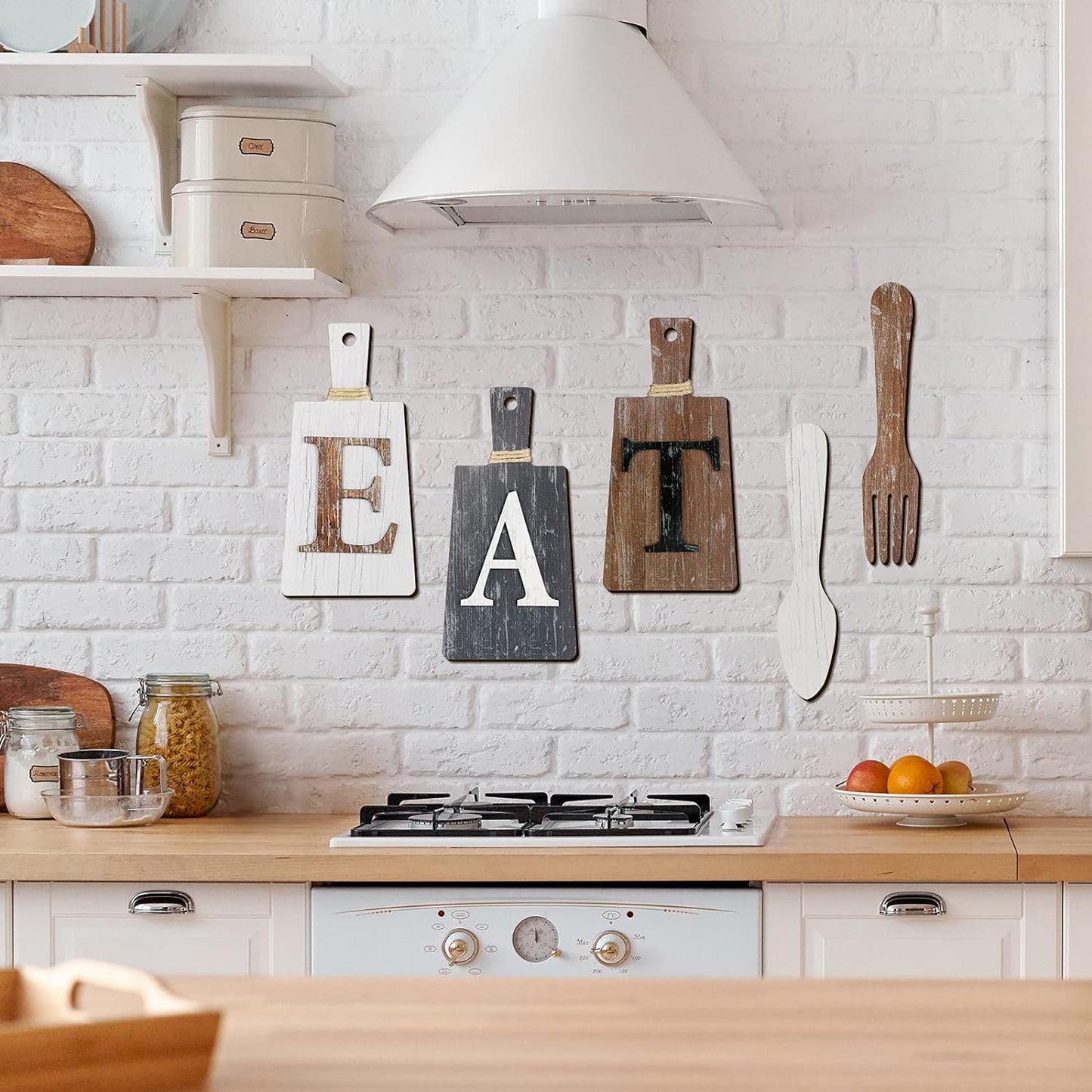 Cutting Board Eat Sign Set Hanging Art Kitchen