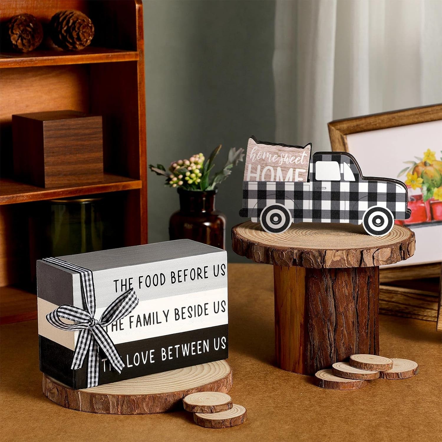 Farmhouse Tiered Tray Decor Wooden Home Sweet Home Truck Tiered Tray 