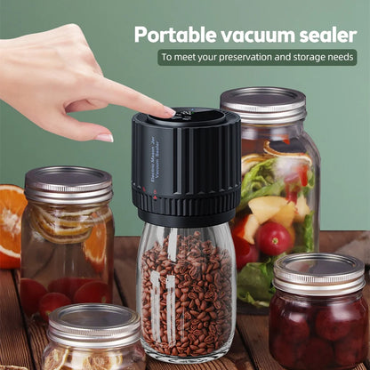 Electric Mason Jar Vacuum Sealer, Electric Vacuum Sealer for Mason Jars with Wide & Regular Mouth, for Food Storage - Black