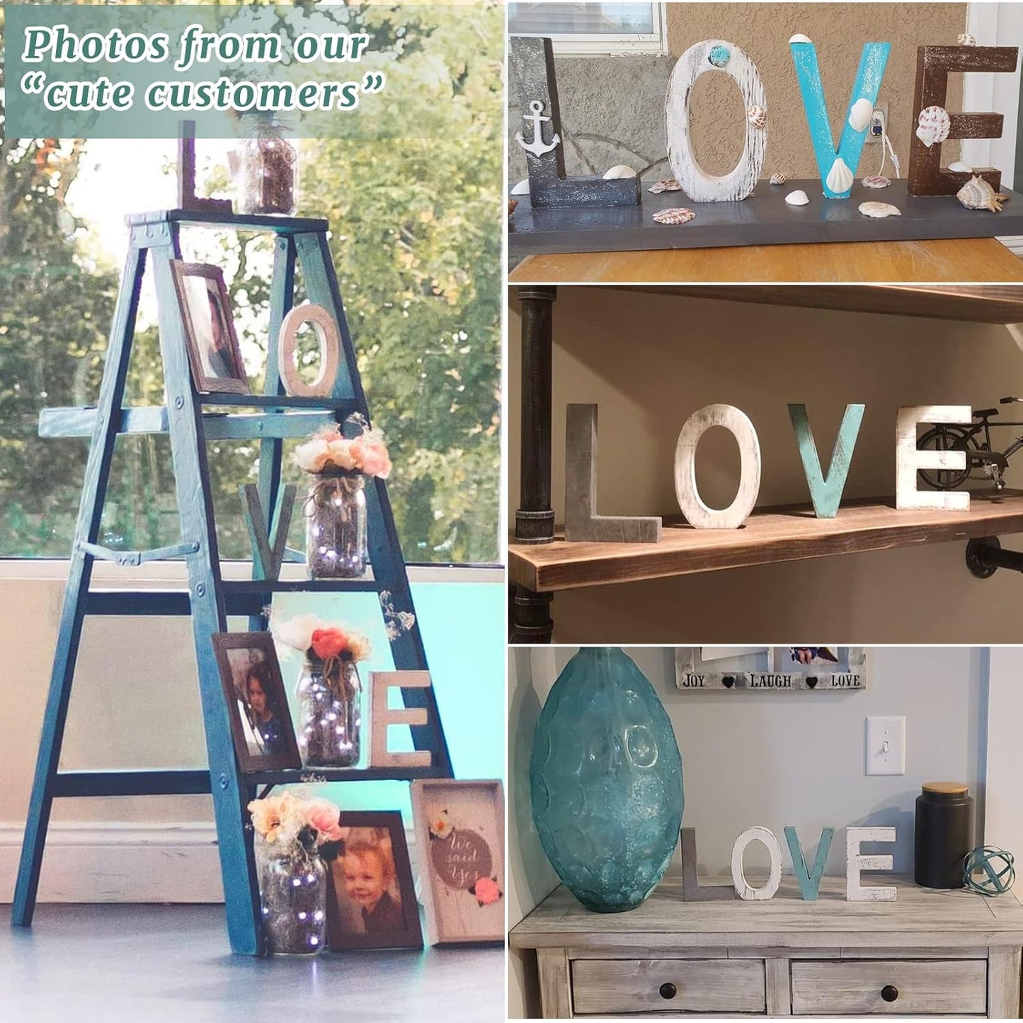 Rustic Wood Love Sign, Decorative Wooden Block Word Signs