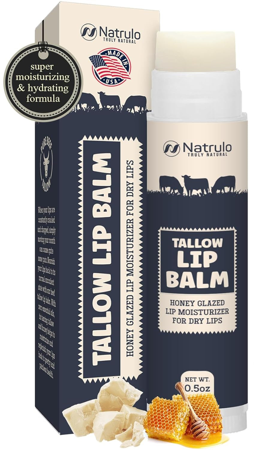 Beef Tallow Lip Balm – Natural Tallow Beeswax Chapstick