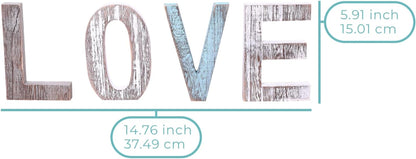 “LOVE” Decorative Wooden Letters – Large Wood Letters for Wall Décor in Rustic Blue, White and Grey