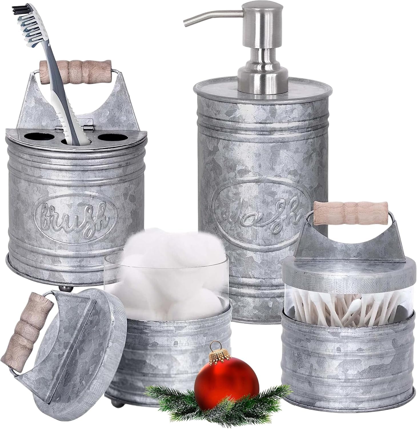 Rustic Bathroom Accessories Set 4 - Galvanized 