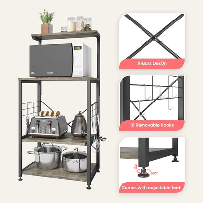 Kitchen Bakers Rack Microwave Stand Kitchen Cart on Wheels