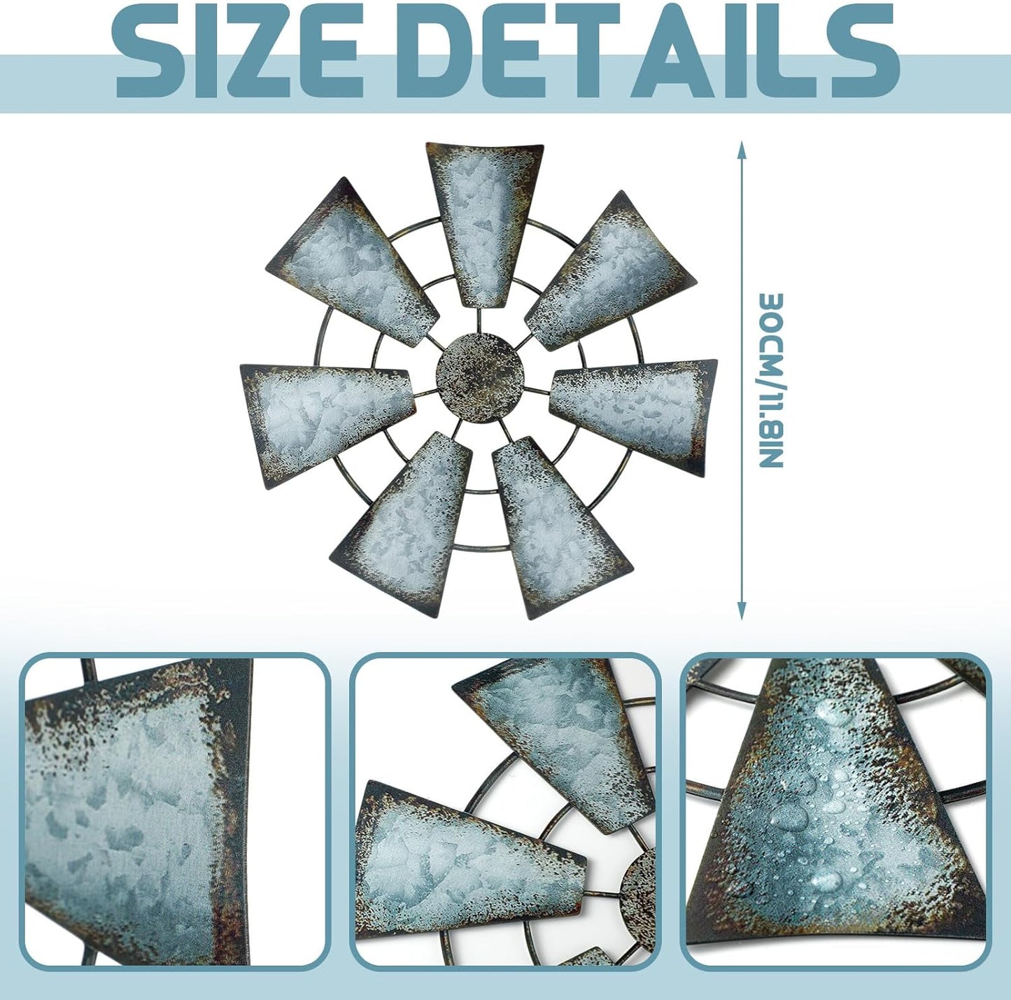 3 Pcs Windmill Wall Decor Rustic Farmhouse Metal Windmill Galvanized