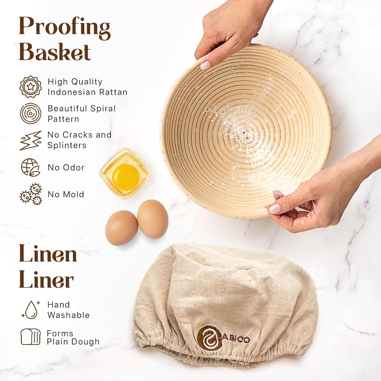 Banneton Bread Proofing Basket Set - a Complete Kit 