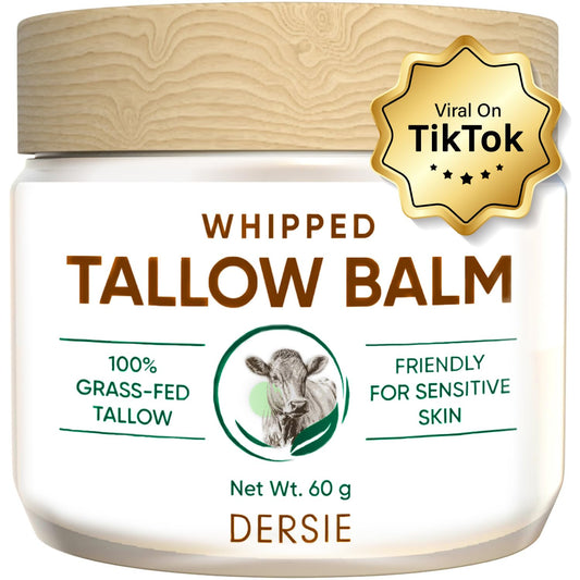 Whipped Beef Tallow Balm for Skin: Tallow Face Moisturizer with Australia Emu Oil, Blue Cypress, Sandalwood Oil –Fresh Herbal Scent - Eczema Relief - Suitable for Sensitive Skin - 2.12 OZ