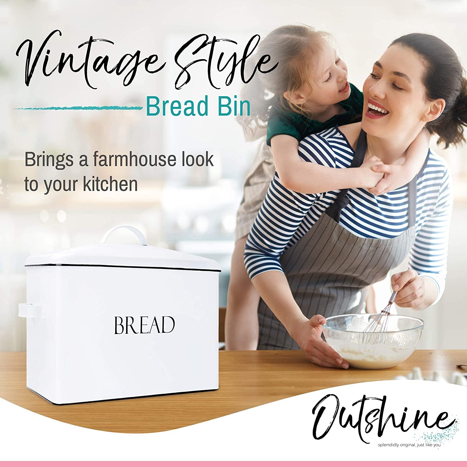 Farmhouse Extra Large Bread Box for Kitchen Countertop