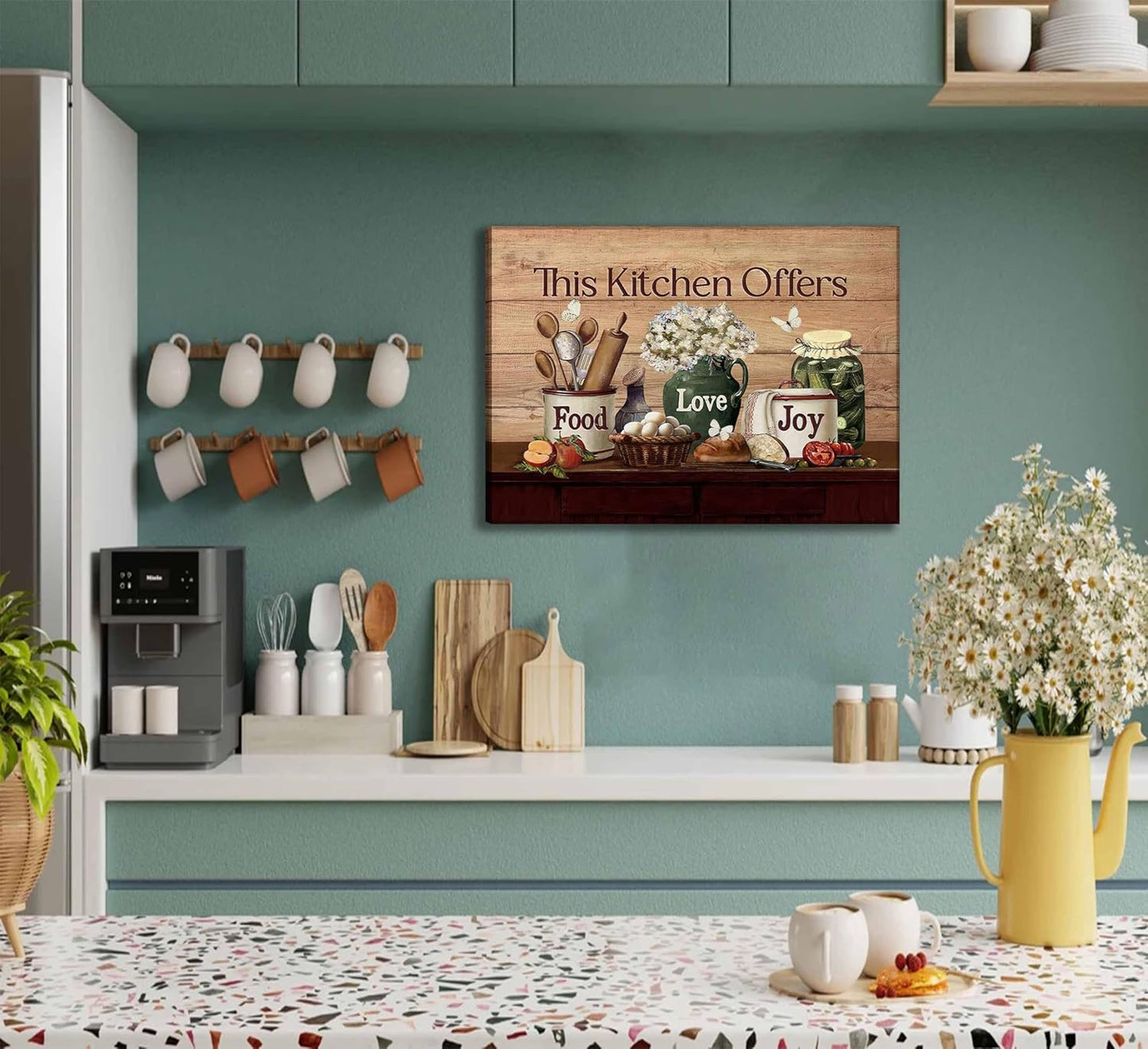 Country Kitchen Food Still Life Canvas Wall Art Vintage Rustic Farmhouse 