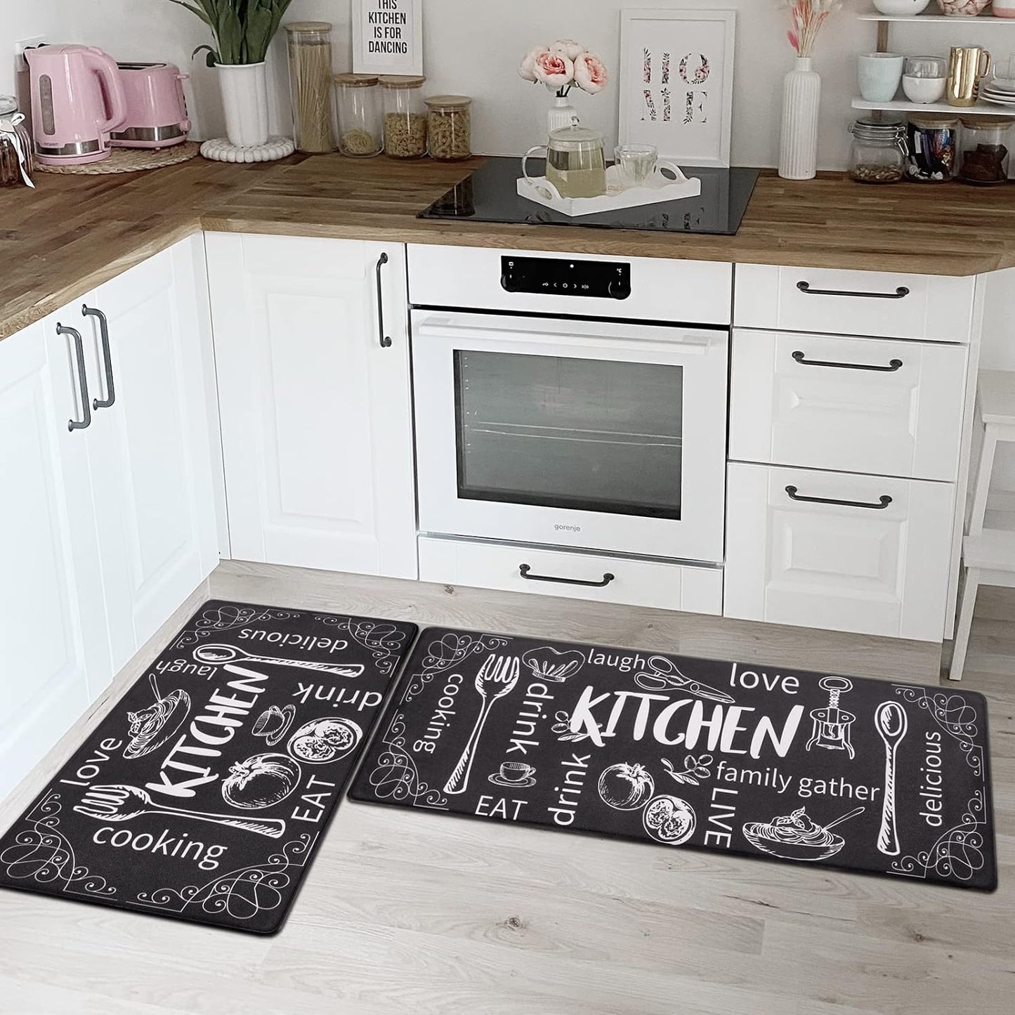 anti Fatigue Kitchen Rug Set of 2 Non Slip Cushioned Kitchen Mats