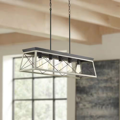 5-Light Graphite Farmhouse Linear Island Chandelier Light