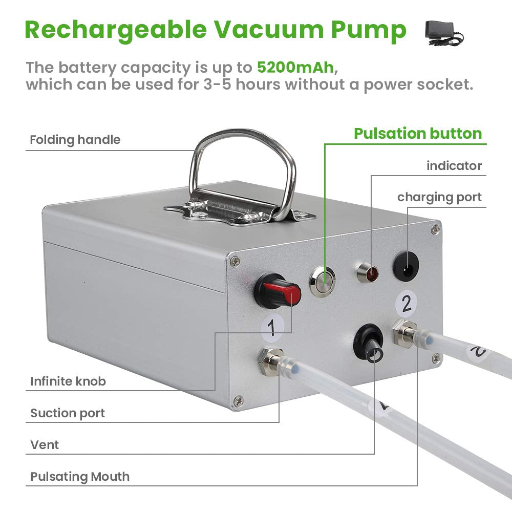 14L Cow Milking Machine with Rechargeable Pulse Direct Suction Integration Vacuum Pump 